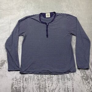 Scotch Soda‎ Men's Long Sleeve Striped Henley Shirt Navy White Size L Preppy
